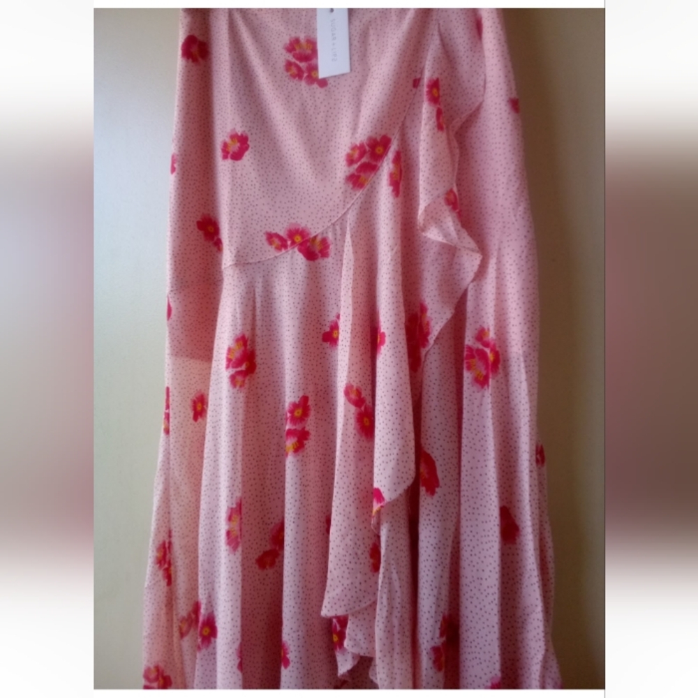 SugarLips Asymmetrical Pink Floral Ruffle Layered Skirt MEDIUM NEW - Picture 6 of 16